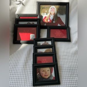 9 piece black picture frame set.